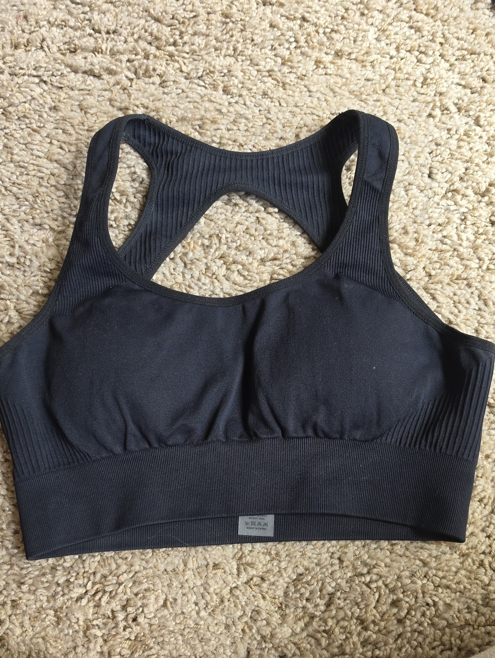 Yondit Seamless Black Racerback Sports Bra - Everyday Comfort Support